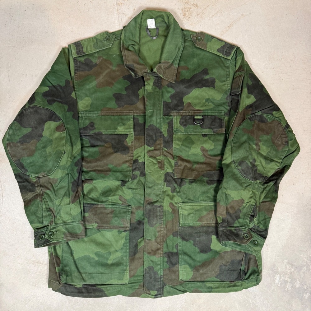 Serbian M93 Woodland Camo Military Field Jacket Mens XL 2000 Army Surplus Vtg